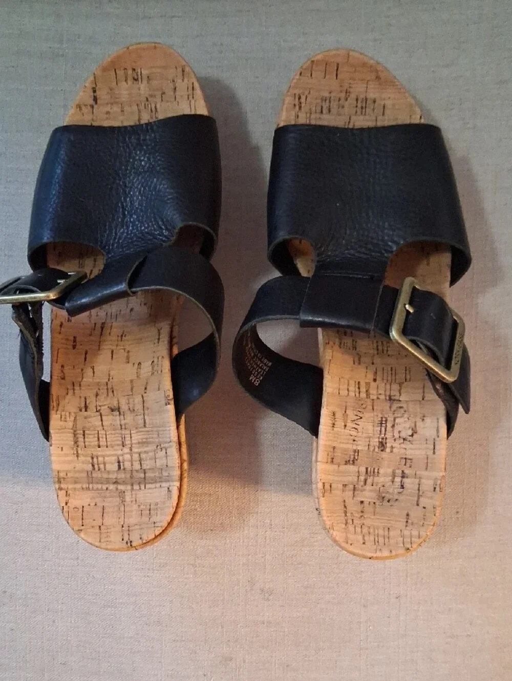Kork-Ease Kids Black Cork Slide Sandals with Buckle Accent